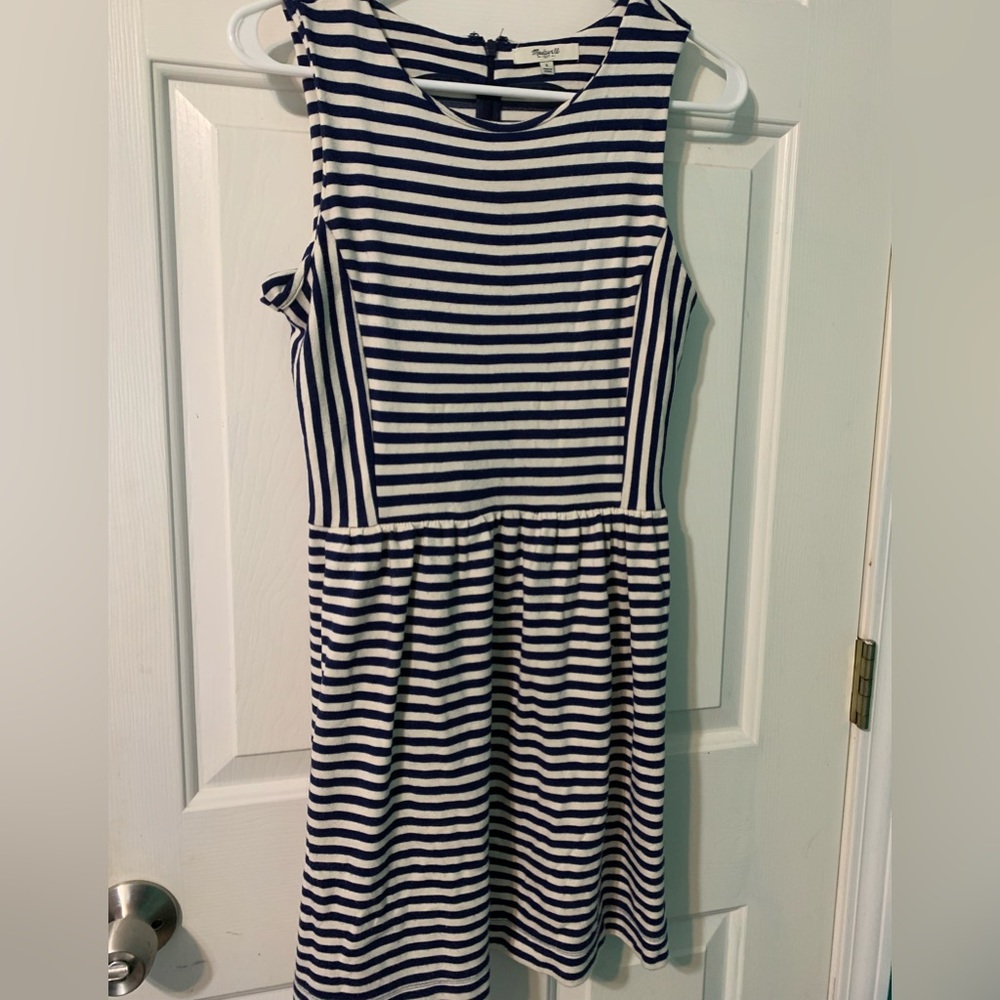 Madewell women’s navy and white striped tank top dress size S